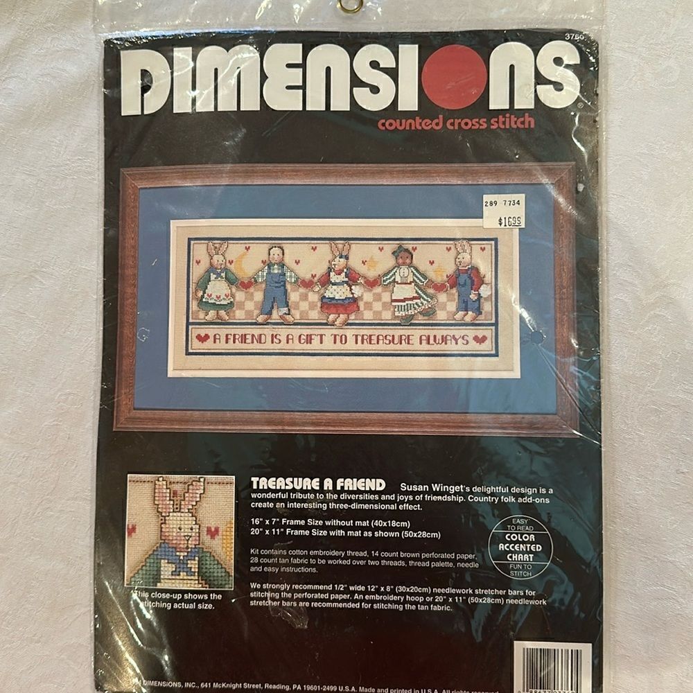 Dimensions Counted Cross Stitch Kit Vintage Friends and Bunnies Craft DIY